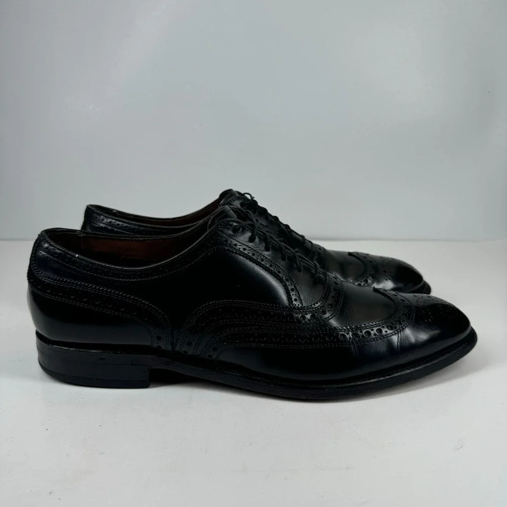 Allen Edmonds McAllister Men's 9.5C Black Leather Wingtip Oxford Dress Shoe 6215